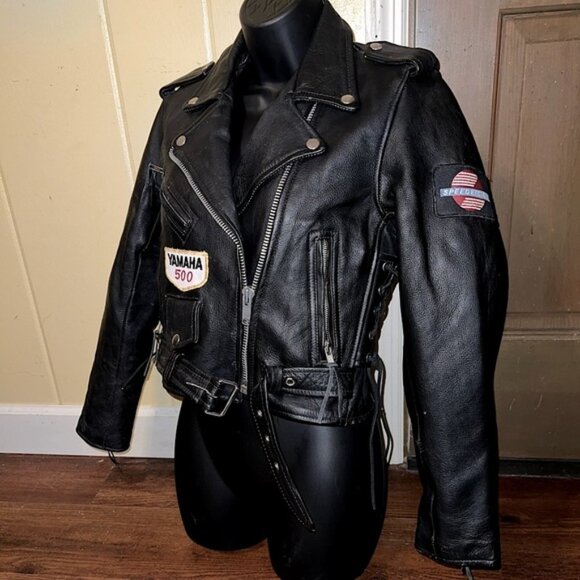 A-1 Genuine Leather Vintage Motorcycle Jacket with Patches - Picture 2 of 16